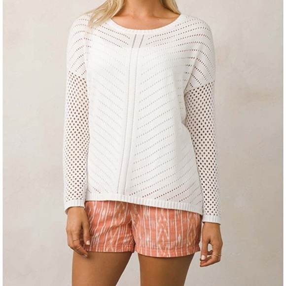 Prana Sweaters - Prana | Parker Open Knit Crew Neck Relaxed Fit Long Sleeve High Low Sweater